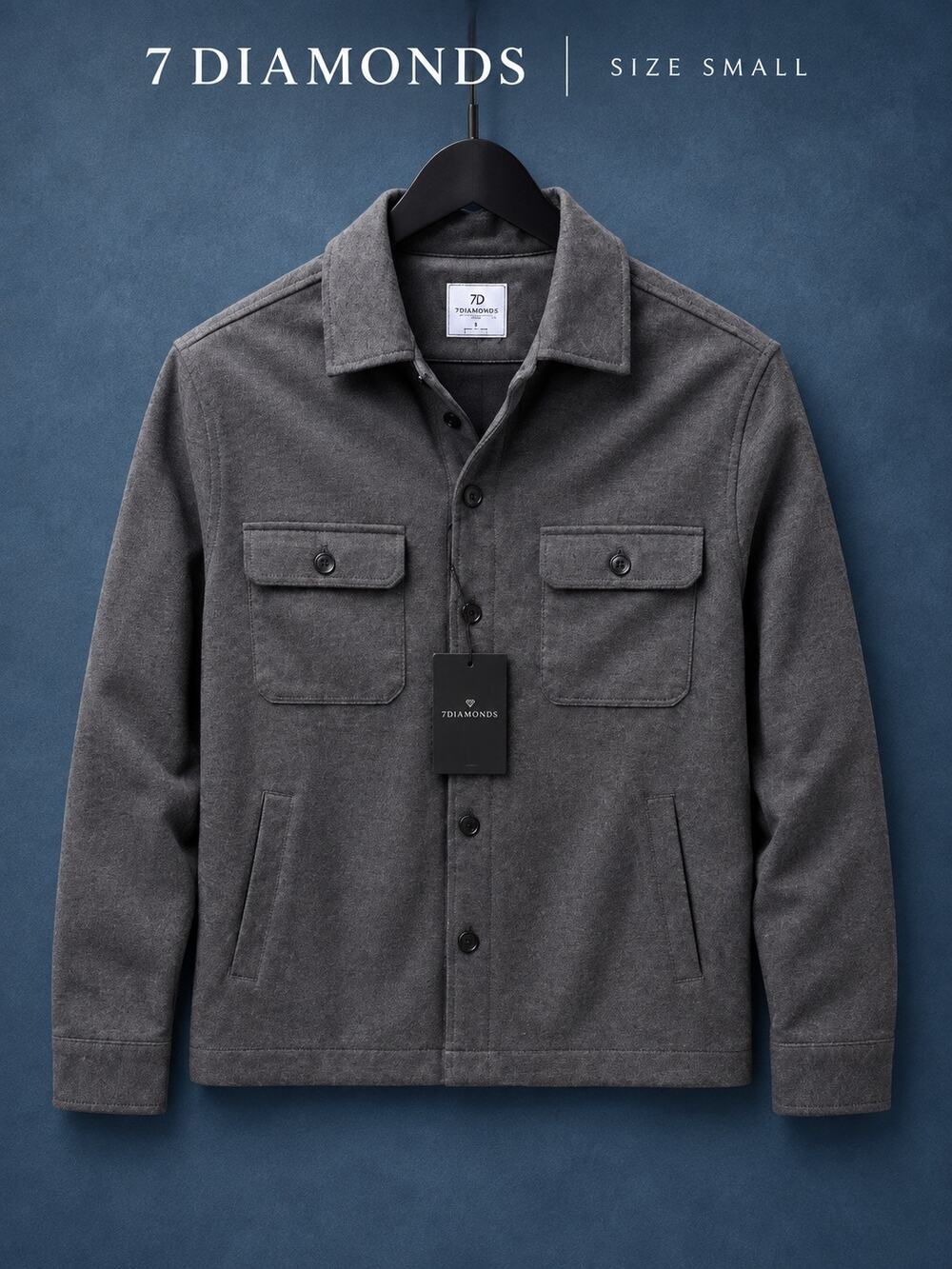 7 Diamonds Men’s Small Charcoal Overshirt Jacket NWT Button Front Shacket $140